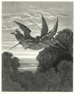 Illustration de Gustave Doré pour Le Paradis Perdu de Milton, Livre IV, vers 798, 799 - Gustave Dore